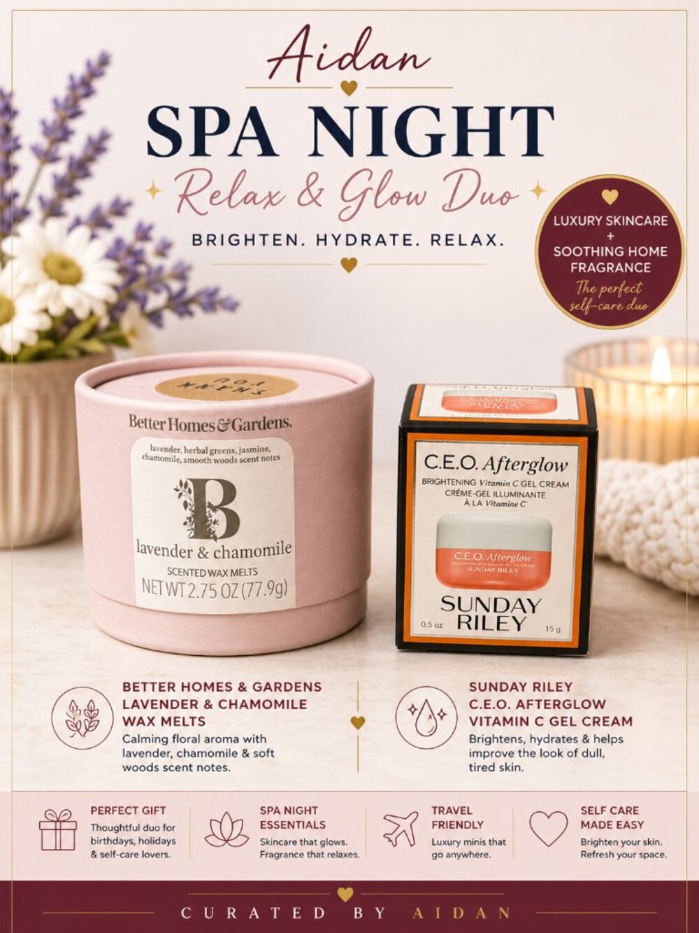 Sunday Riley C.E.O. Afterglow Vitamin C Gel Cream + Better Homes &G Wax Melts